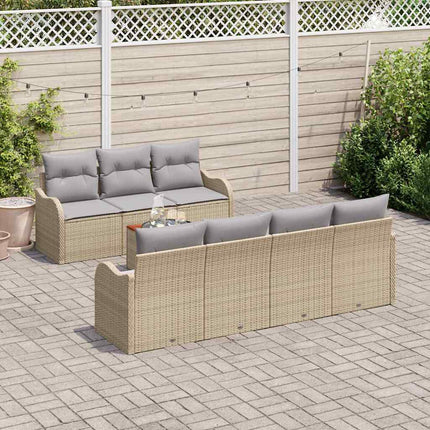 Trädgårdsoffset med kudde 8 pcs Beige konstrotting