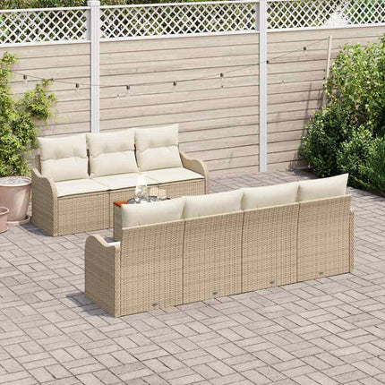 Trädgårdsoffset med kudde 8 pcs Beige konstrotting