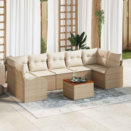 Trädgårdsoffset med kudde 8 pcs Beige konstrotting