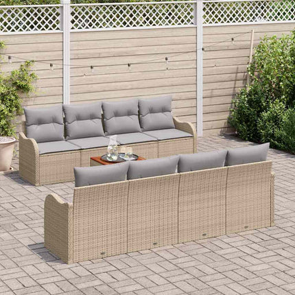 Trädgårdsoffset med kudde 9 pcs Beige konstrotting