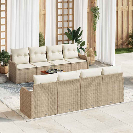 Trädgårdsoffset med kudde 9 pcs Beige konstrotting