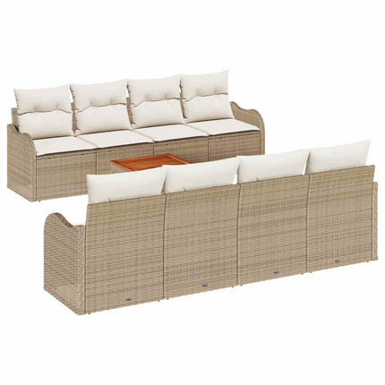 Trädgårdsoffset med kudde 9 pcs Beige konstrotting