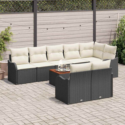 Trädgårdsoffset med kudde 9 pcs Svart konstrotting