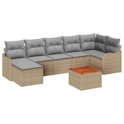 Trädgårdsoffset med kudde 8 pcs Beige konstrotting