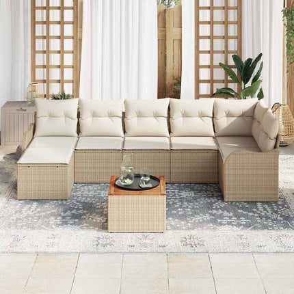 Trädgårdsoffset med kudde 8 pcs Beige konstrotting