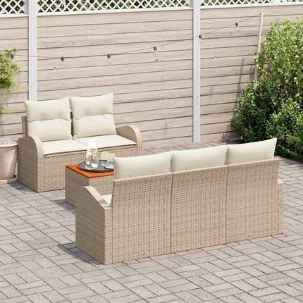 Trädgårdsoffset med kudde 6 pcs Beige konstrotting