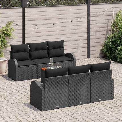 Trädgårdsoffset med kudde 7 pcs Svart konstrotting