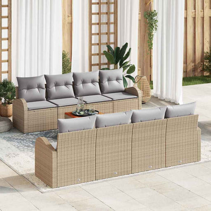 Trädgårdsoffset med kudde 9 pcs Beige konstrotting
