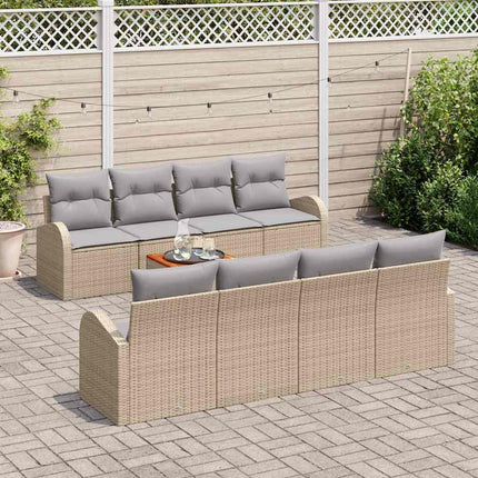 Trädgårdsoffset med kudde 9 pcs Beige konstrotting