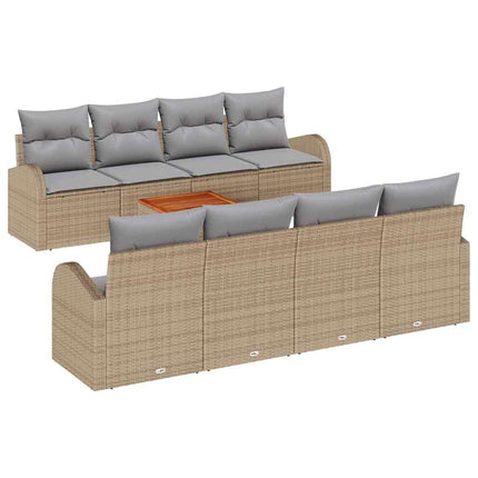 Trädgårdsoffset med kudde 9 pcs Beige konstrotting