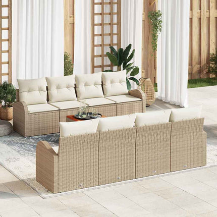 Trädgårdsoffset med kudde 9 pcs Beige konstrotting