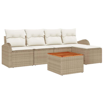 Trädgårdsoffset med kudde 6 pcs Beige konstrotting