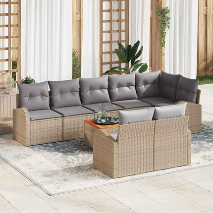 Trädgårdsoffset med kudde 9 pcs Beige konstrotting