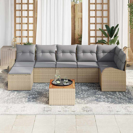 Trädgårdsoffset med kudde 8 pcs Beige konstrotting