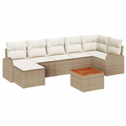 Trädgårdsoffset med kudde 8 pcs Beige konstrotting
