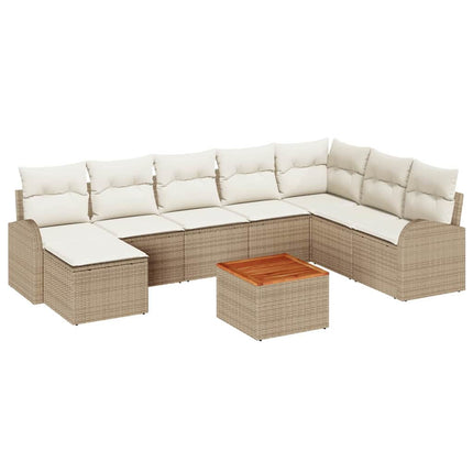 Trädgårdsoffset med kudde 9 pcs Beige konstrotting