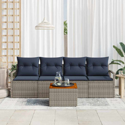 Trädgårdsoffset med kudde 5 pcs Grå konstrotting