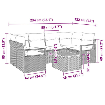 Trädgårdsoffset med kudde 7 pcs Beige konstrotting