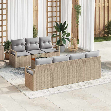 Trädgårdsoffset med kudde 8 pcs Beige konstrotting