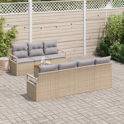 Trädgårdsoffset med kudde 8 pcs Beige konstrotting