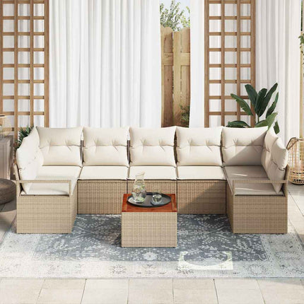 Trädgårdsoffset med kudde 8 pcs Beige konstrotting