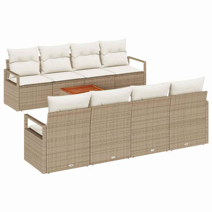Trädgårdsoffset med kudde 9 pcs Beige konstrotting