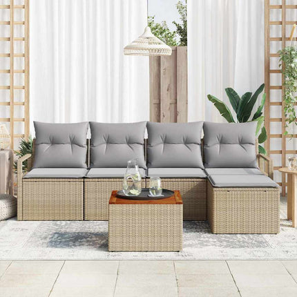 Trädgårdsoffset med kudde 6 pcs Beige konstrotting
