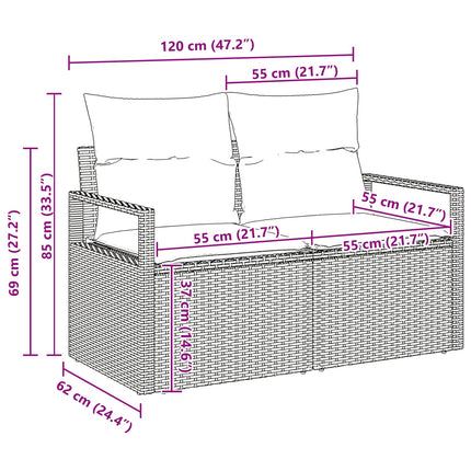 Trädgårdsoffset med kudde 5 pcs Svart konstrotting
