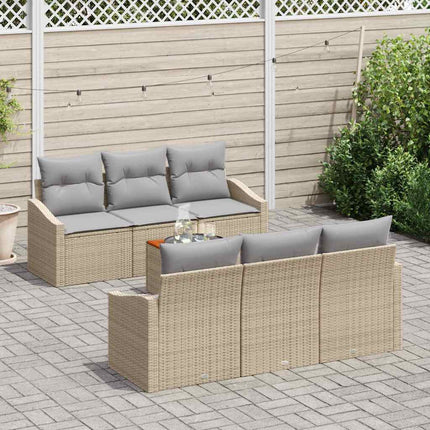 Trädgårdsoffset med kudde 7 pcs Beige konstrotting