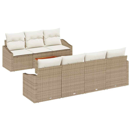 Trädgårdsoffset med kudde 8 pcs Beige konstrotting