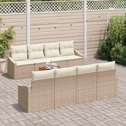 Trädgårdsoffset med kudde 9 pcs Beige konstrotting