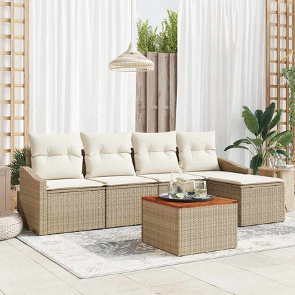 Trädgårdsoffset med kudde 6 pcs Beige konstrotting