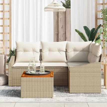 Trädgårdsoffset med kudde 5 pcs Beige konstrotting