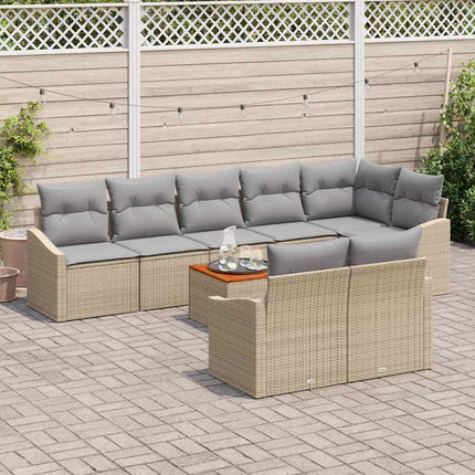 Trädgårdsoffset med kudde 9 pcs Beige konstrotting