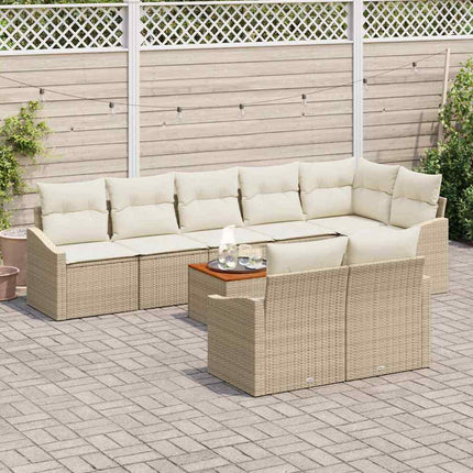 Trädgårdsoffset med kudde 9 pcs Beige konstrotting
