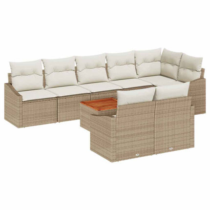 Trädgårdsoffset med kudde 9 pcs Beige konstrotting