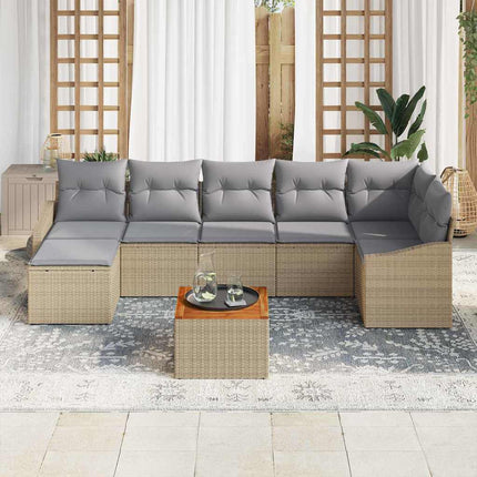 Trädgårdsoffset med kudde 8 pcs Beige konstrotting