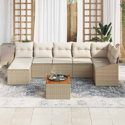 Trädgårdsoffset med kudde 8 pcs Beige konstrotting