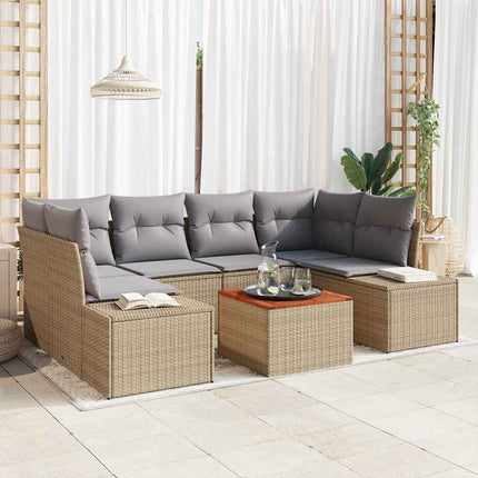 Trädgårdsoffset med kudde 7 pcs Beige konstrotting
