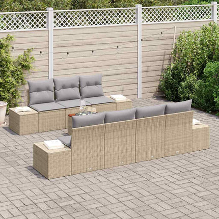 Trädgårdsoffset med kudde 8 pcs Beige konstrotting