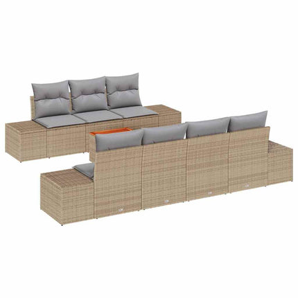 Trädgårdsoffset med kudde 8 pcs Beige konstrotting