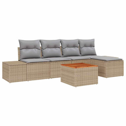 Trädgårdsoffset med kudde 6 pcs Beige konstrotting