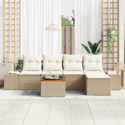 Trädgårdsoffset med kudde 6 pcs Beige konstrotting