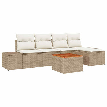 Trädgårdsoffset med kudde 6 pcs Beige konstrotting