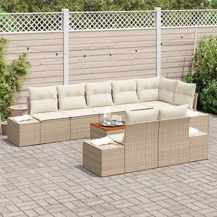 Trädgårdsoffset med kudde 9 pcs Beige konstrotting