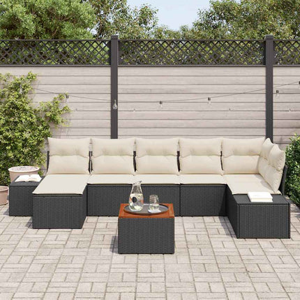 Trädgårdsoffset med kudde 8 pcs Svart konstrotting