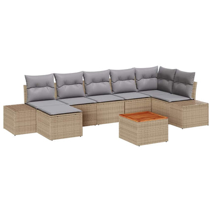 Trädgårdsoffset med kudde 8 pcs Beige konstrotting