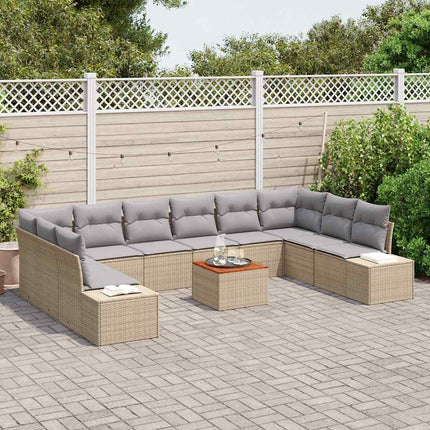 Trädgårdsoffset med kudde 11 pcs Beige konstrotting