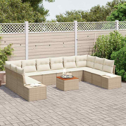 Trädgårdsoffset med kudde 11 pcs Beige konstrotting