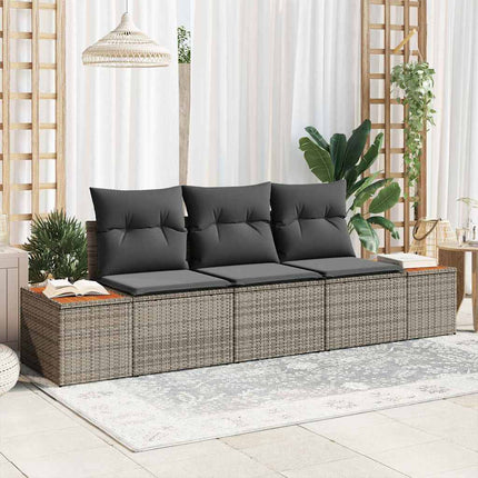 Trädgårdsoffset med kudde 3 pcs Grå konstrotting